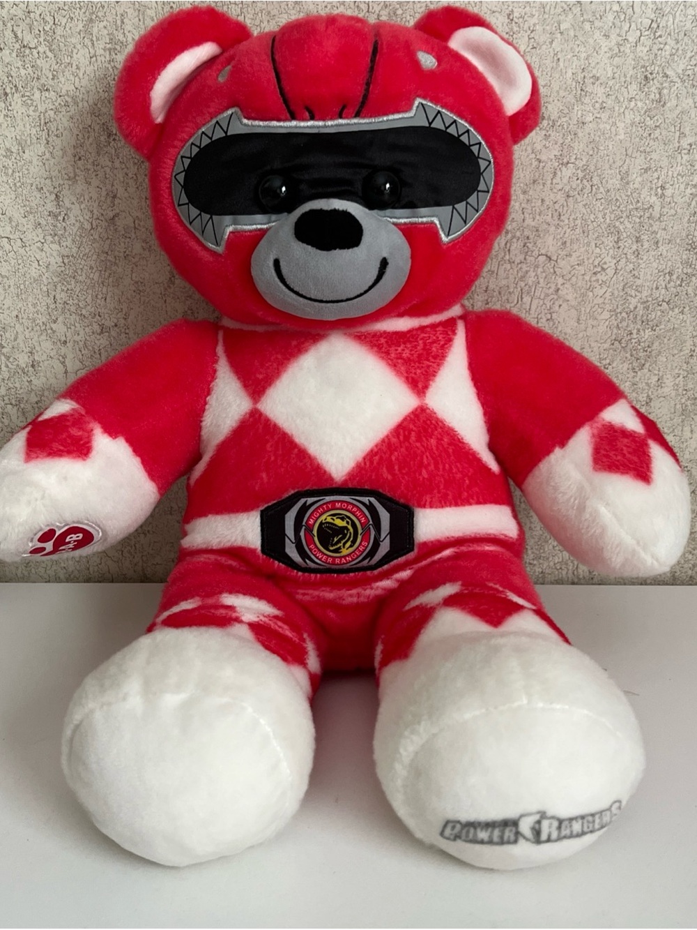 Build-A-Bear BAB Mighty Morphin Power Rangers Red Bear Plush Stuffed Animal 16"